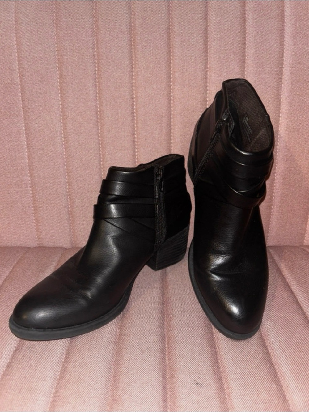 b.o.c. Black Faux Leather Ankle Booties with Side Zip